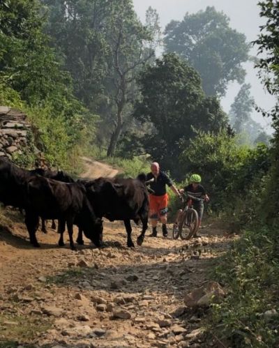 Jo & Tim Johnson Cycling on the  tour with redspokes